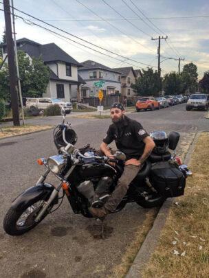 Jesse on his motorcycle