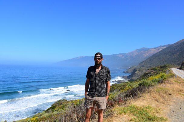 Jesse on an ocean cliff