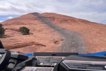 Ascending Hell's Revenge over a petrified sand dune on Hell's Revege