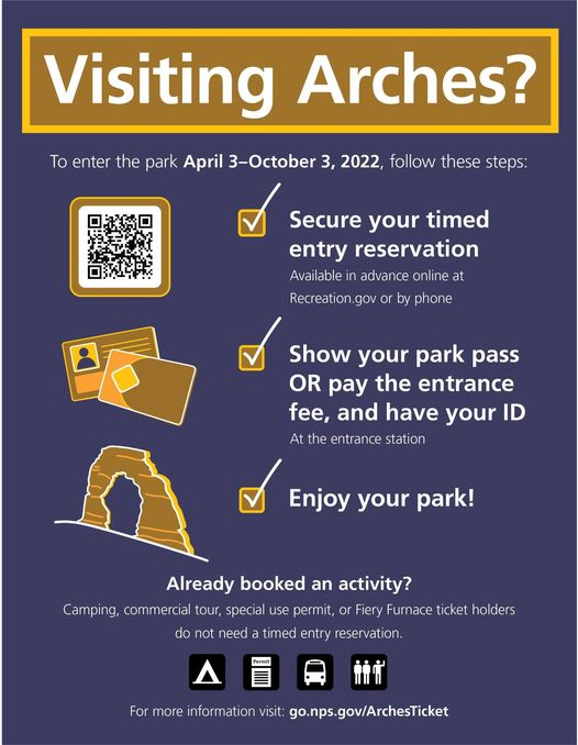 Arches National Park Entry System instructions. Secure a timed entry at nps.gov